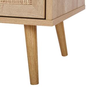 Komoda 3 szuflady rattanowy front jasne drewno 90 x 79 cm szafka boho Ponca Beliani