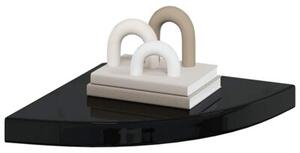 Narożne półki ścienne 2 szt., połysk, czarne, 35x35x3,8 cm, mdf