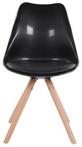 Zestaw 2 krzeseł do jadalni czarny wyściełane drewniane nóżki połysk Dakota Beliani