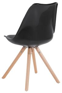 Zestaw 2 krzeseł do jadalni czarny wyściełane drewniane nóżki połysk Dakota Beliani