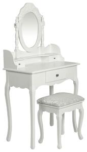 Toaletka z lustrem i stołkiem, biała