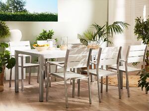 Krzesło ogrodowe aluminium sztuczne drewno sztaplowane białe Vernio Beliani