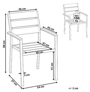 Krzesło ogrodowe aluminium sztuczne drewno sztaplowane białe Vernio Beliani