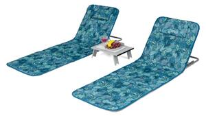 Zestaw leżak plażowy 2 szt maty plażowe ze stołem