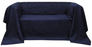 130898 Micro-suede Couch Slipcover Navy Blue 140 x 210 cm