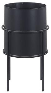 Nowoczesny doniczka na stojaku kwietnik 16 x 16 x 28 cm metalowa czarna Milea Beliani
