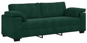 Sofa 3-osobowa, ciemnozielona, 220x77x82 cm, aksamit