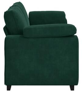 Sofa 3-osobowa, ciemnozielona, 220x77x82 cm, aksamit