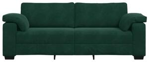Sofa 3-osobowa, ciemnozielona, 220x77x82 cm, aksamit