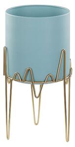 Doniczka na stojaku kwietnik 19 x 19 x 39 cm metalowa niebieska Kalandra Beliani