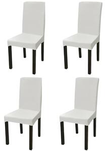 Elastyczne pokrowce na krzesło w prostym stylu kremowe, 4 szt