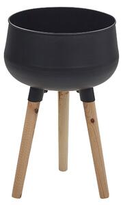 Doniczka na stojaku 30 x 30 x 47 cm drewniane nogi metalowa czarna Agros Beliani