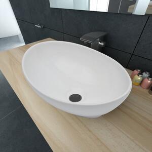 Luksusowa ceramiczna umywalka, owalna, biała, 40 x 33 cm
