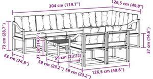 Zestaw mebli ogrodowych z litego drewna akacjowego z poduszkami, nowoczesny design, odporność na warunki atmosferyczne