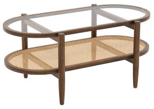 Dwupoziomowy stolik kawowy ze szklanym blatem 102 x 56 x 47 cm