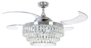 Fanaway Veil – wentylator sufitowy z oświetleniem, chromowany, cichy – Beacon Beacon Lighting, Fanaway Veil, transparentny, salon, tworzywo sztuczne