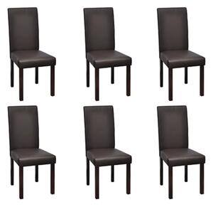 Krzesła jadalniane, 6 szt., brązowe, sztuczna skóra