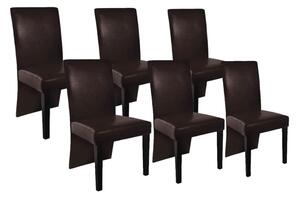Krzesła stołowe, 6 szt., ciemnobrązowe, sztuczna skóra