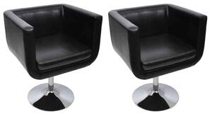 Fotele barowe ze skóry syntetycznej, 2 szt., czarne