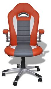 Nowoczesny skorzany fotel biurowy (Pomarańczowy)