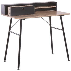 Biurko domowe komputerowe z półką 90 x 50 cm jasne drewno z czarnym Gary Beliani