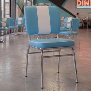 FineBuy Krzeso do jadalni American Diner, niebieskie, styl retro z lat 50., z oparciem, wysoko siedziska 47 cm