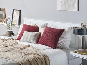 Poduszka w paski dekoracyjna guziki kwadratowa 45 x 45 cm czerwona Campanula Beliani