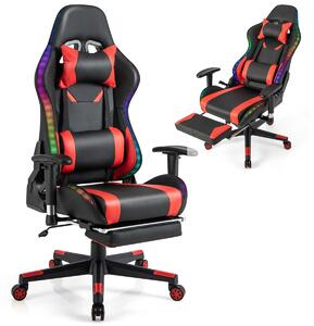 Fotel gamingowy z podświetleniem LED RGB czerwony