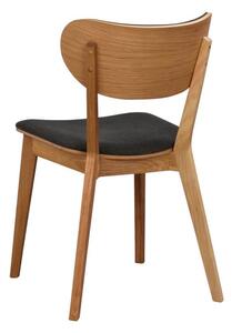Brązowe dębowe krzesło do jadalni z grafitowym siedziskiem Rowico Cato