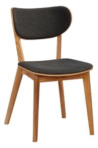 Brązowe dębowe krzesło do jadalni z grafitowym siedziskiem Rowico Cato