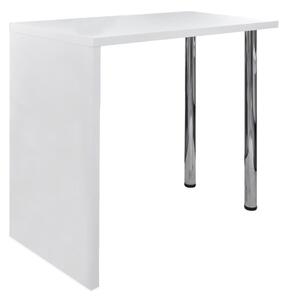 Biały stolik barowy z 2 stalowymi nogami, MDF, wysoki połysk