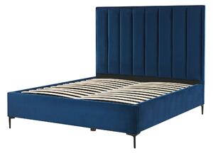 Zestaw do sypialni welur niebieski łóżko z pojemnikiem 140 x 200 cm 2 szafki nocne Sezanne Beliani