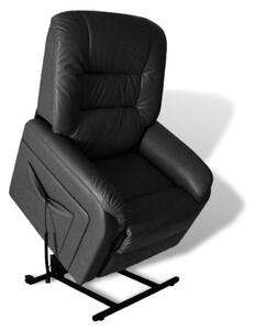 Rozkładany fotel telewizyjny, czarny, sztuczna skóra