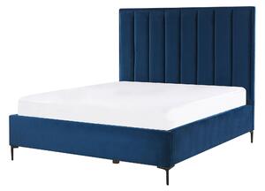 Zestaw do sypialni welur niebieski łóżko z pojemnikiem 140 x 200 cm 2 szafki nocne Sezanne Beliani