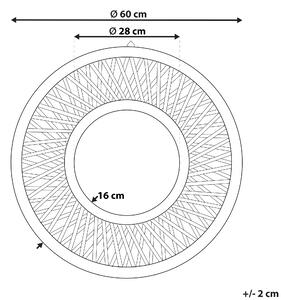 Dekoracyjne lustro ścienne okrągłe 60 cm jasne drewno geometryczny wzór Bacata Beliani