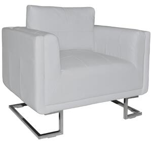 Fotel z chromowanymi nóżkami, biały, sztuczna skóra