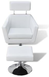 Fotel TV, biały, sztuczna skóra