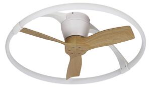 Wentylator sufitowy LED Nepal, sterowanie przez aplikację, biały/bukowy – Mantra Mantra Iluminación, Nepal Mini, ściemnialny, biały, salon, metal, nowoczesny