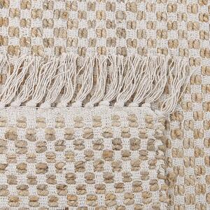 Ręcznie tkany dywan chodnik jutowy bawełna beżowy 140 x 200 cm frędzle Zerdali Beliani