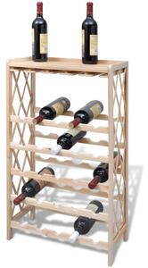 Drewniany stojak na 25 butelek wina, lite drewno jodłowe