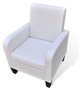Fotel, biały, sztuczna skóra