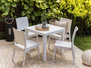 Stół ogrodowy dla 4 osób 80 x 80 cm tworzywo sztuczne biały Fossano Beliani
