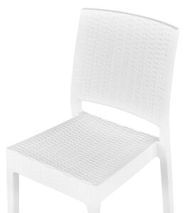 Zestaw 2 krzeseł ogrodowych sztaplowanych tworzywo sztuczne biały Fossano Beliani