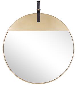 Nowoczesne dekoracyjne lustro ścienne na pasku okrągłe 60 cm metalowe złote Gurs Beliani