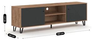Szafka RTV Dwudrzwiowa BACARDI 183 cm Dąb Craft Tobacco/Grafit Nowoczesna