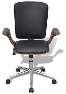 Obrotowe krzesło biurowe, gięte drewno i skóra ekologiczna