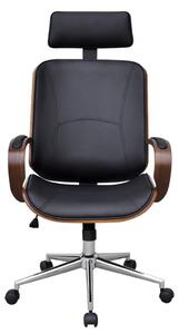 Krzesło biurowe obrotowe z drewna i sztucznej skóry