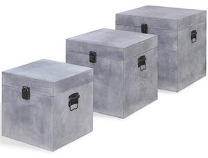 3 pudła do przechowywania z MDF w kolorze szarego betonu