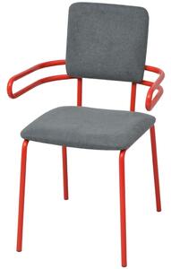 Krzesła stołowe, 2 szt., czerwono-szare, tkanina