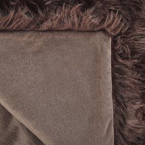 Koc brązowy włochaty puszysty do sypialni do salonu narzuta na łóżko 200 x 220 cm Delice Beliani
